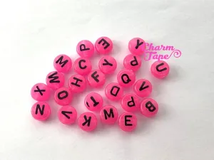 100 Glow in the Dark 10mm Round Alphabet Beads, Acrylic Letter Bead