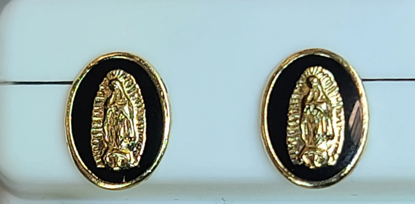 10k Yellow Gold Virgen De Guadalupe Earrings