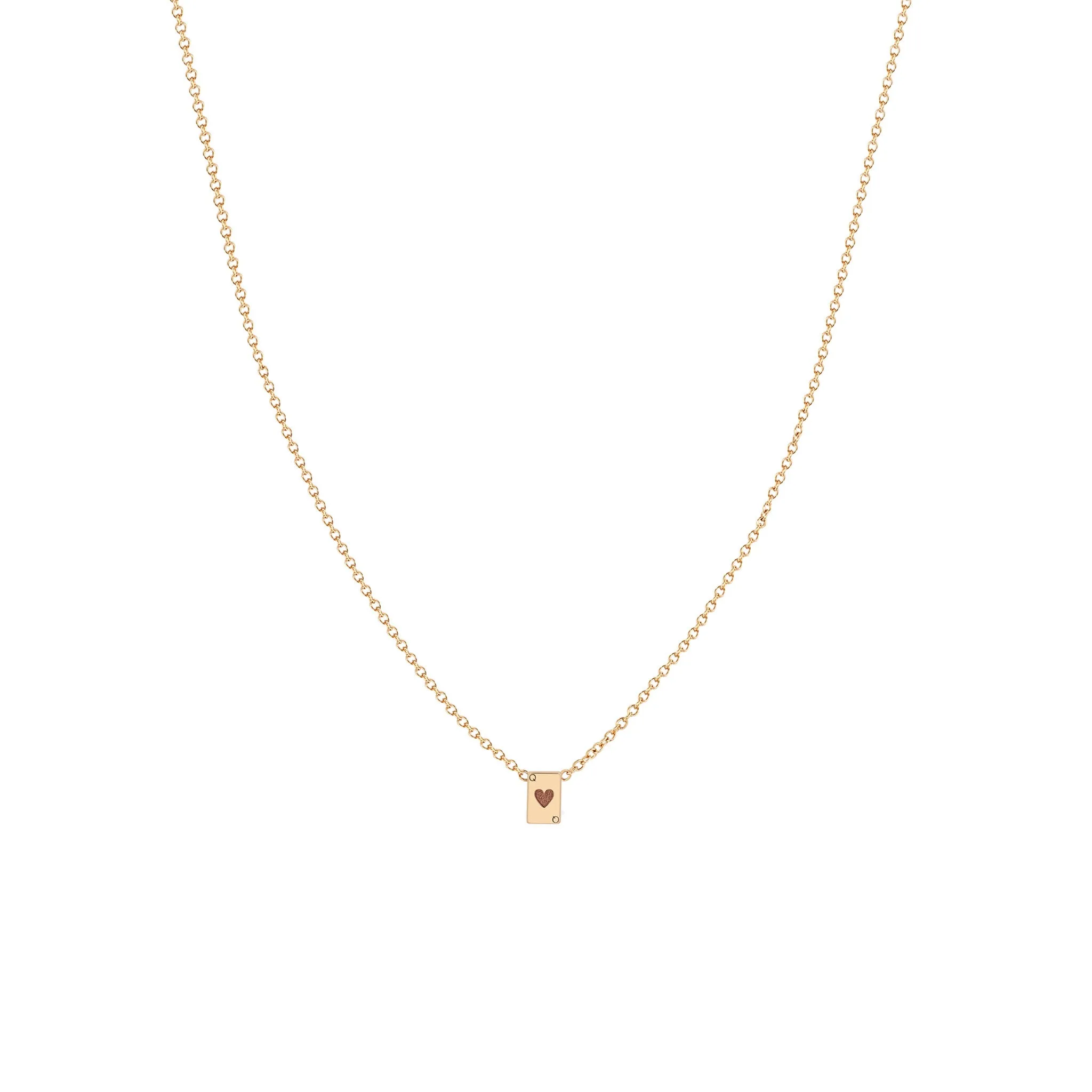 14k Itty Bitty Queen of Hearts Card Necklace