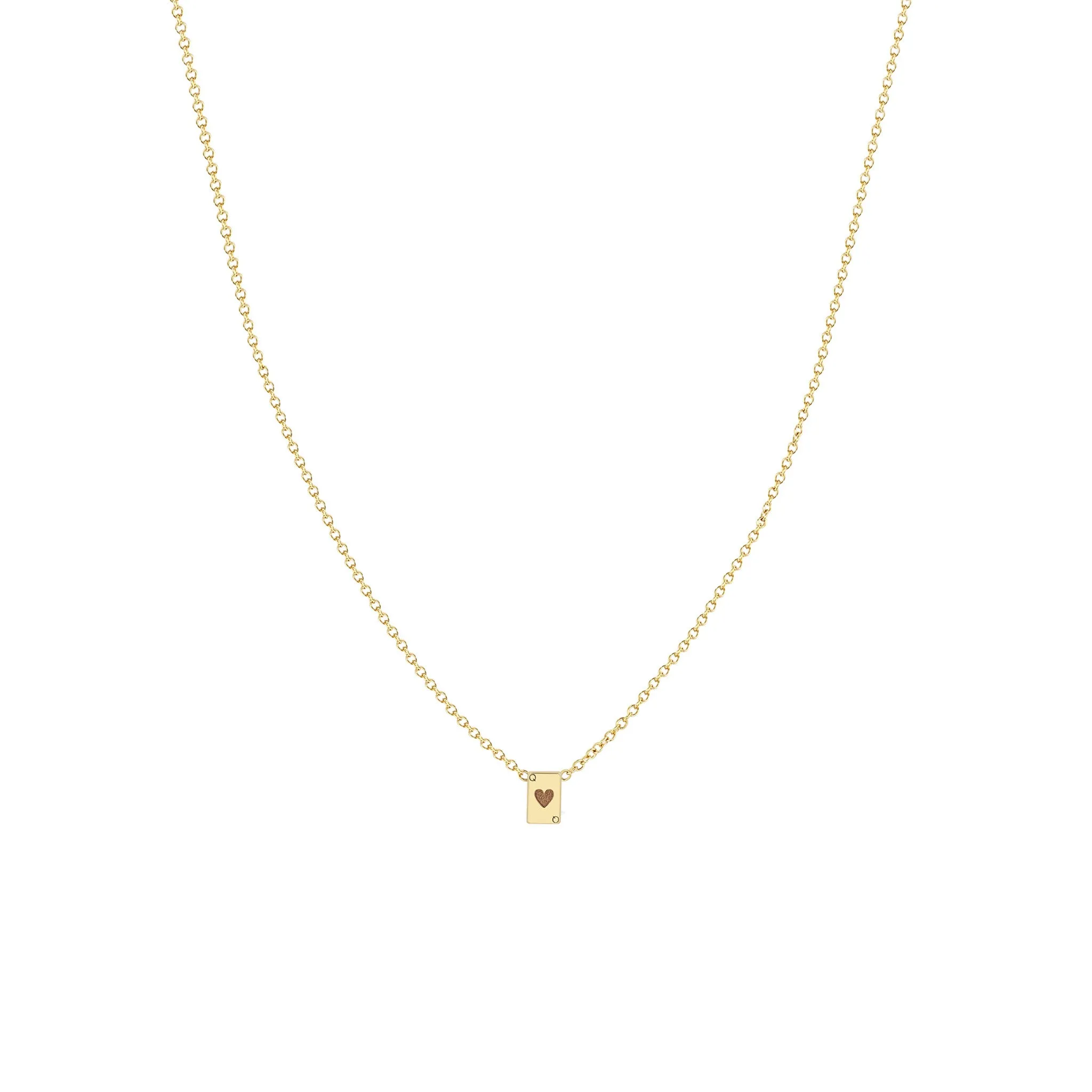 14k Itty Bitty Queen of Hearts Card Necklace