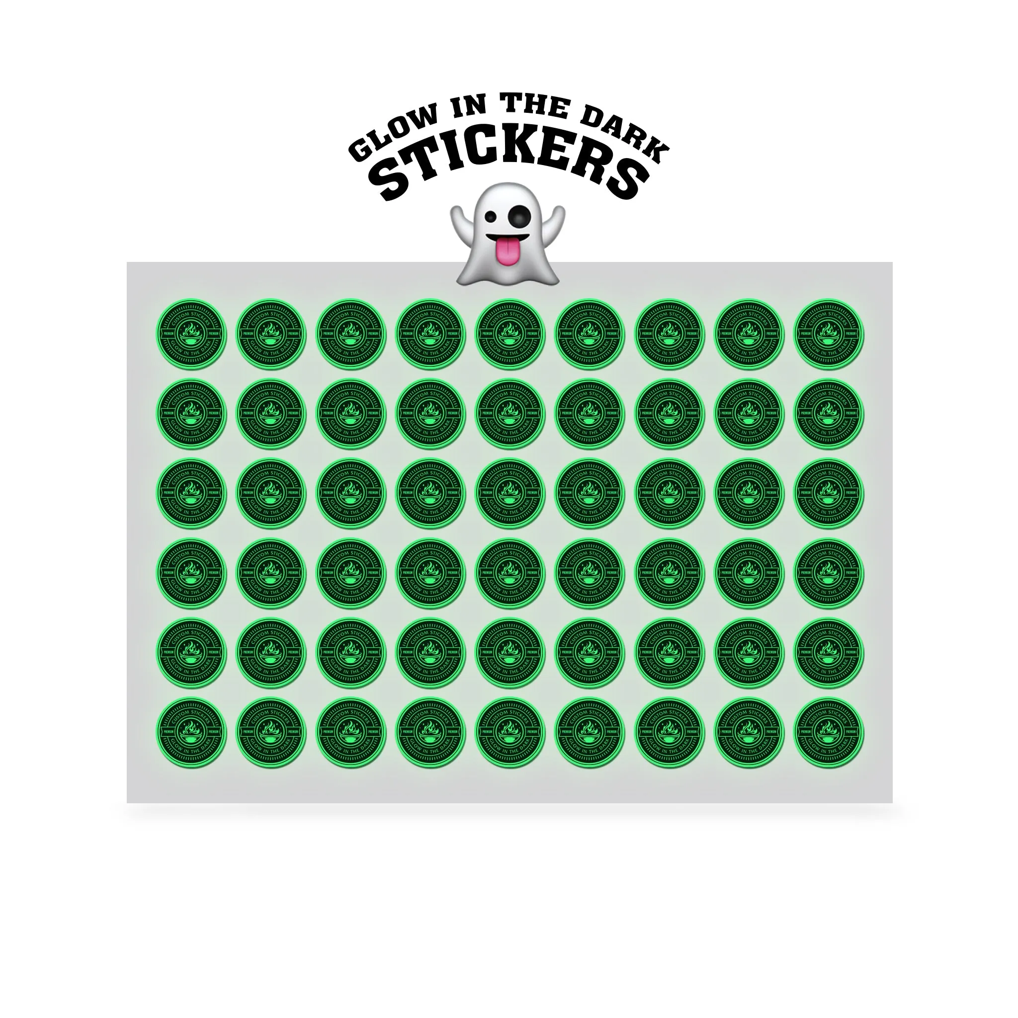 1.5" Custom Printed Glow in the Dark Stickers