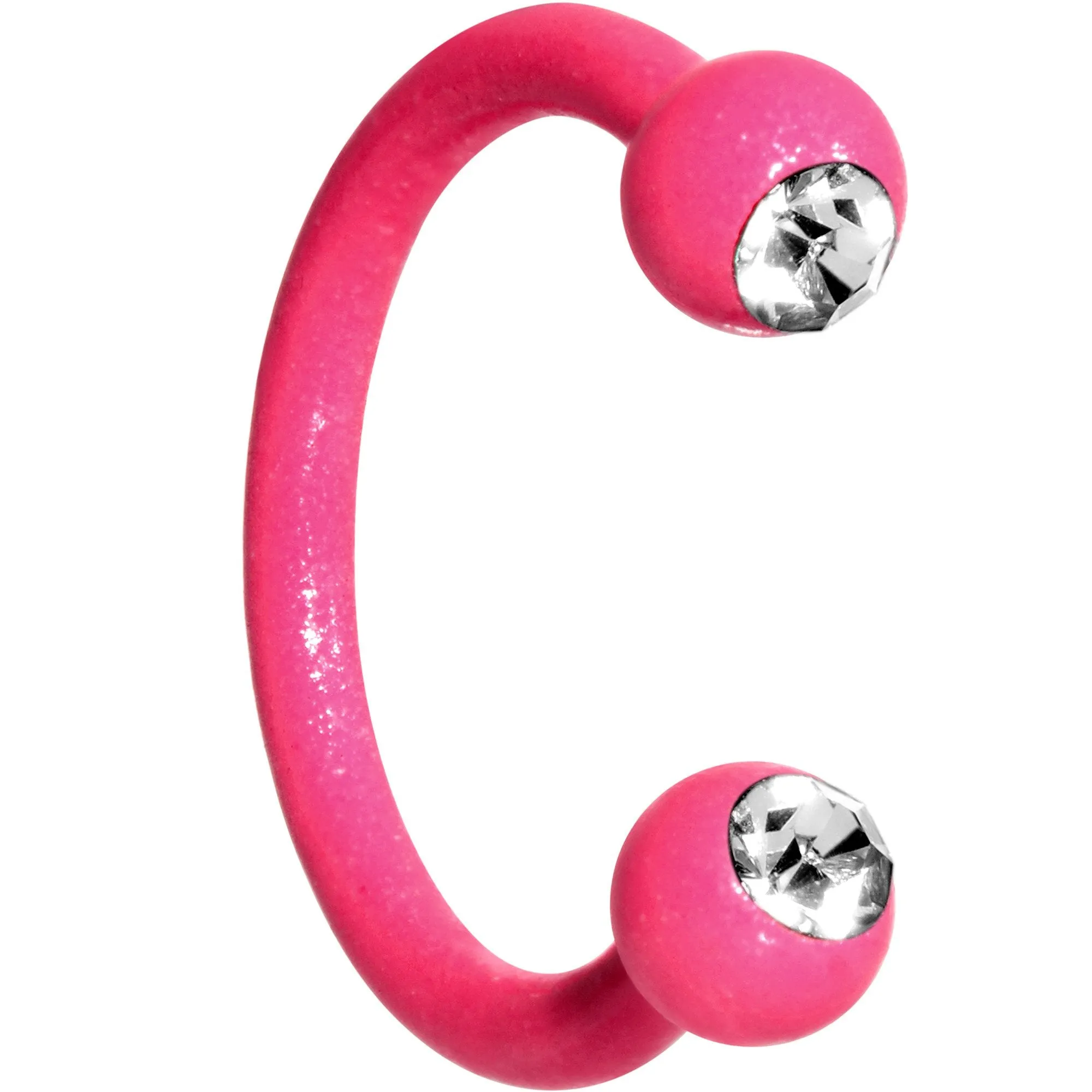 16 Gauge Clear Gem Pink Glow in the Dark Horseshoe Circular Barbell