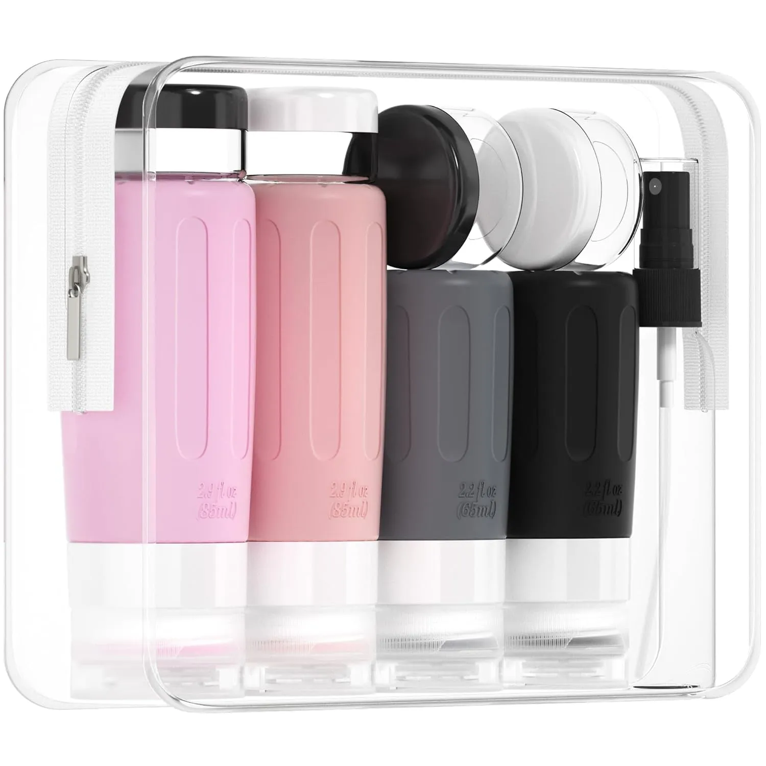 16 Pack Silicone Travel Bottles Set for Toiletries TSA Approved Travel Containers Leakproof Squeezable Refillable Accessories 2Oz 3Oz for Shampoo Conditioner Lotion Liquids (BPA Free)