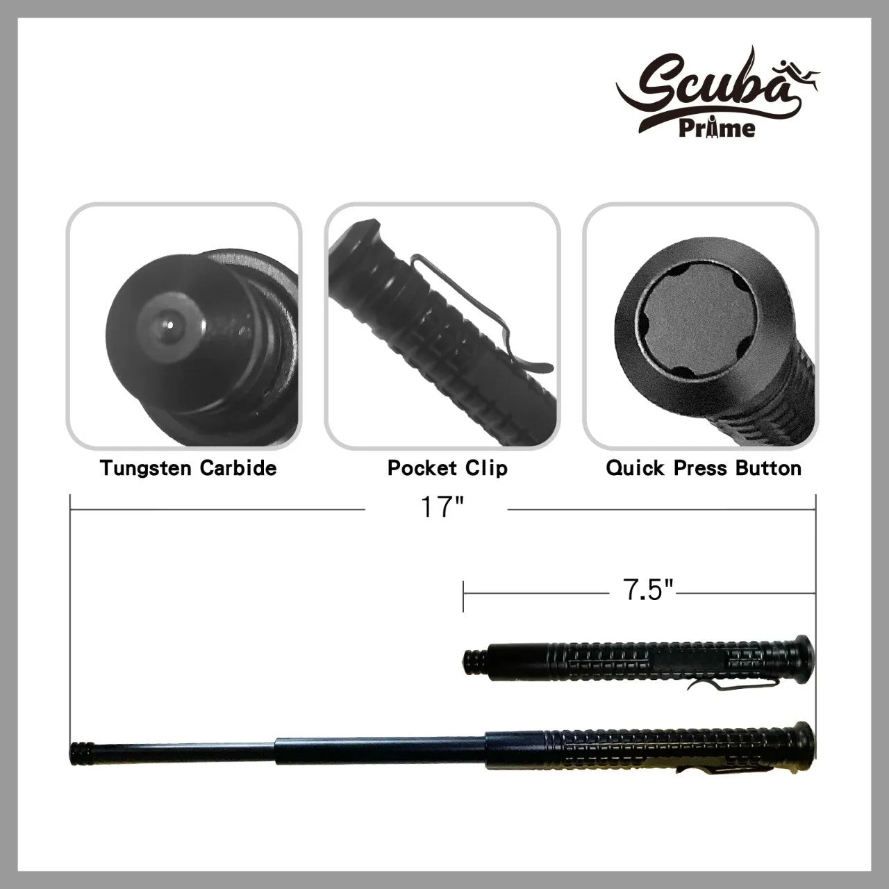 17-Inch Tactical Self-Defense Baton – Rust-Resistant & Compact