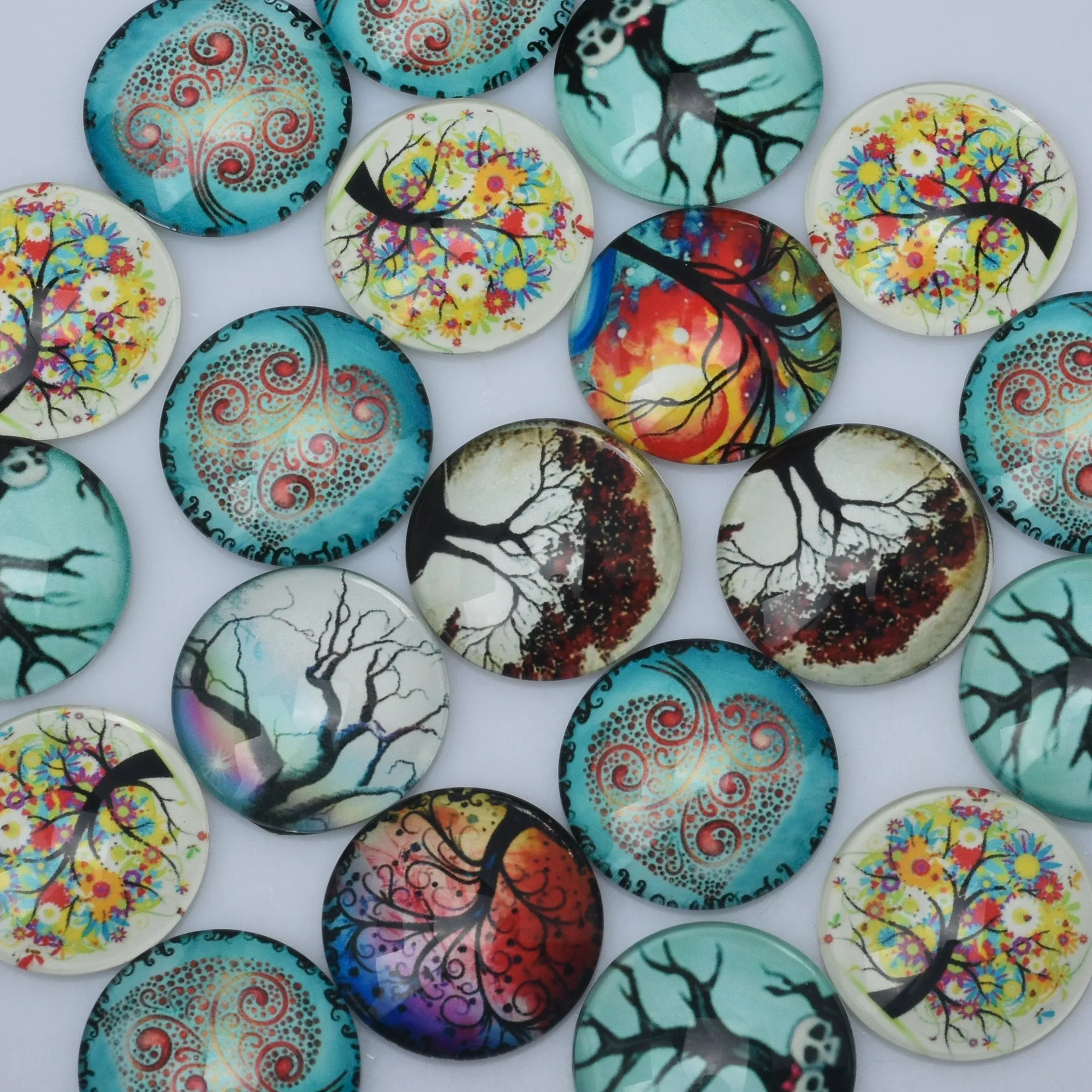20 Glow in the Dark Cabochons fit 25mm 1" Pendants Tree of Life Pattern Glowing Jewelry Dome Cameo Jewelry