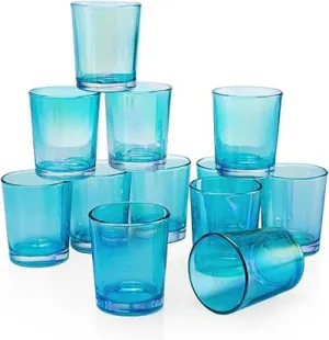 20 Pack Turquoise Glass Votive Tealight Candle Holders House Party Cenrepiece Xmas Wedding Decor Glass Candlestick Party Decorations Bridal Baby Shower Event