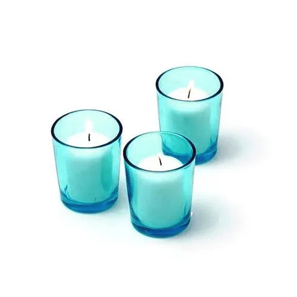 20 Pack Turquoise Glass Votive Tealight Candle Holders House Party Cenrepiece Xmas Wedding Decor Glass Candlestick Party Decorations Bridal Baby Shower Event