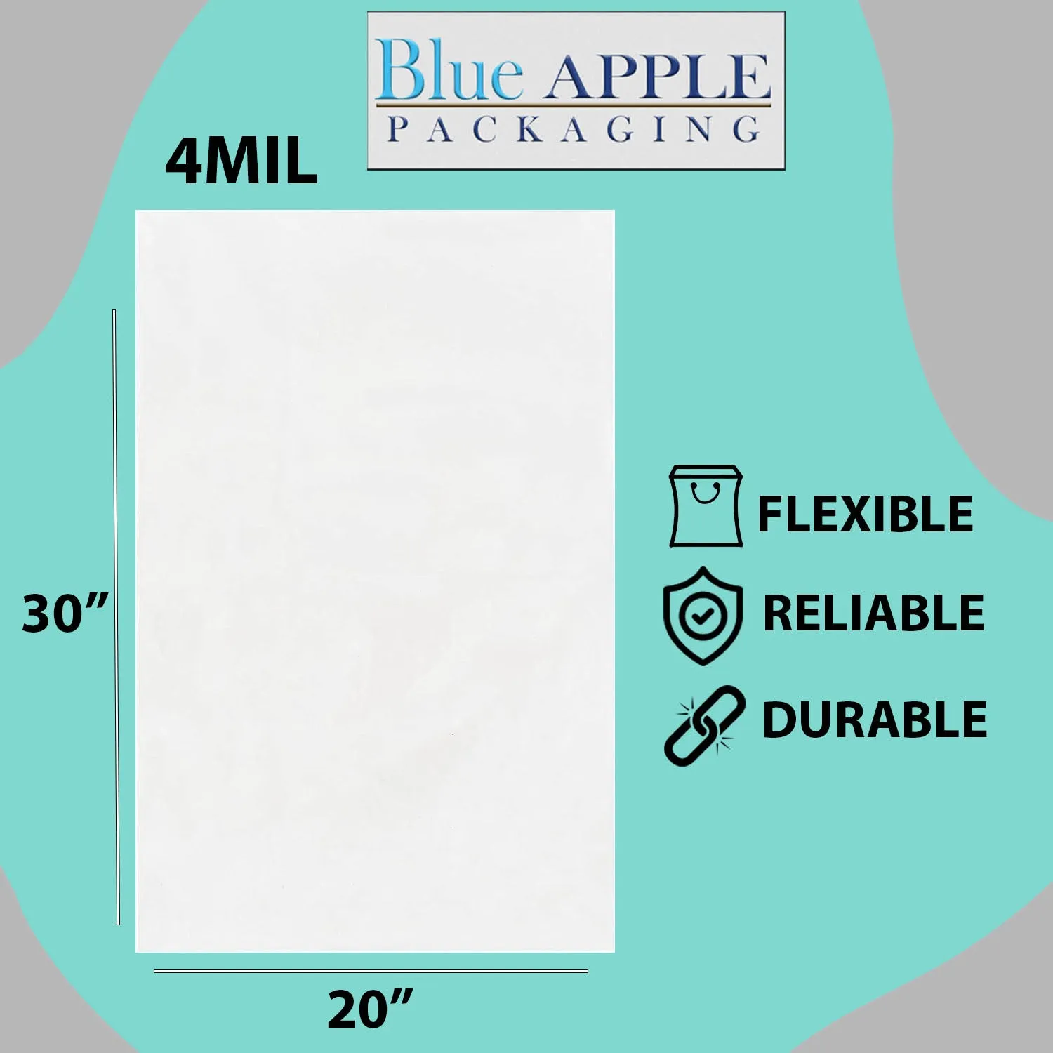 20X30 inches Clear Flat Poly Bags 4Mil Open Top (LDPE)