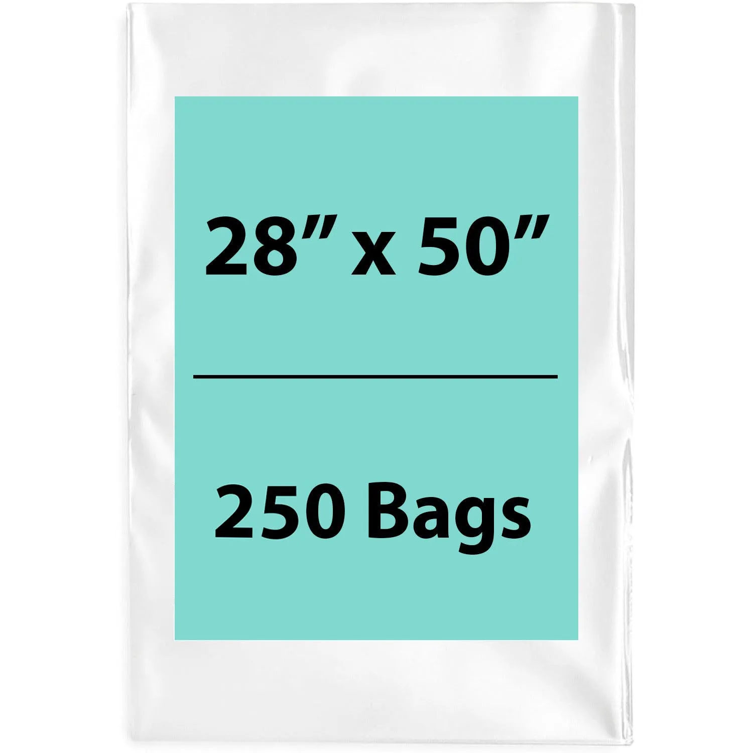 28X50 inches Clear Flat Poly Bags 2Mil Open Top (LDPE)