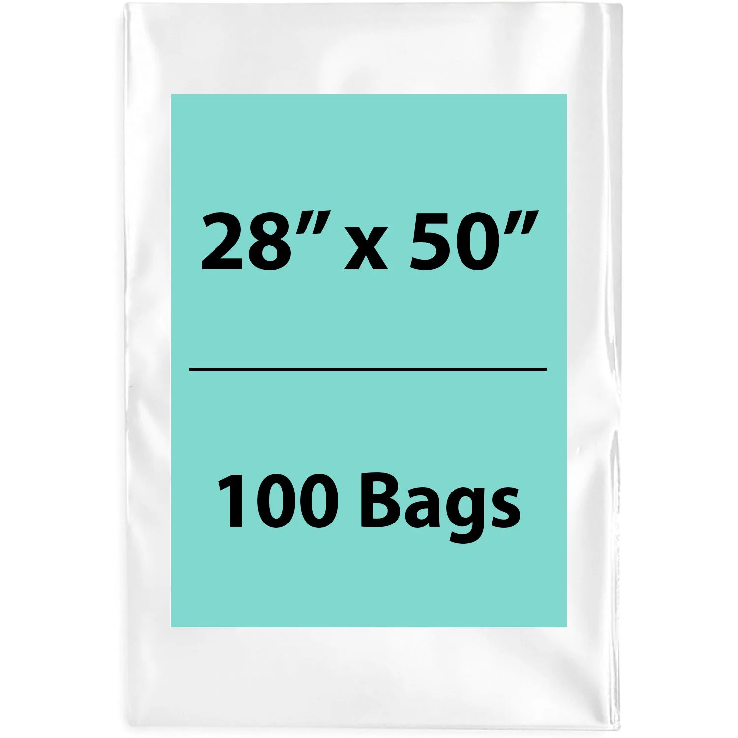 28X50 inches Clear Flat Poly Bags 2Mil Open Top (LDPE)