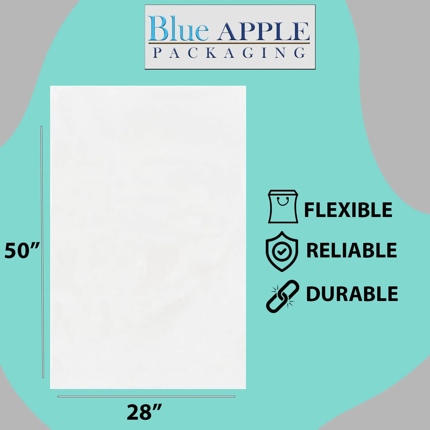 28X50 inches Clear Flat Poly Bags 2Mil Open Top (LDPE)