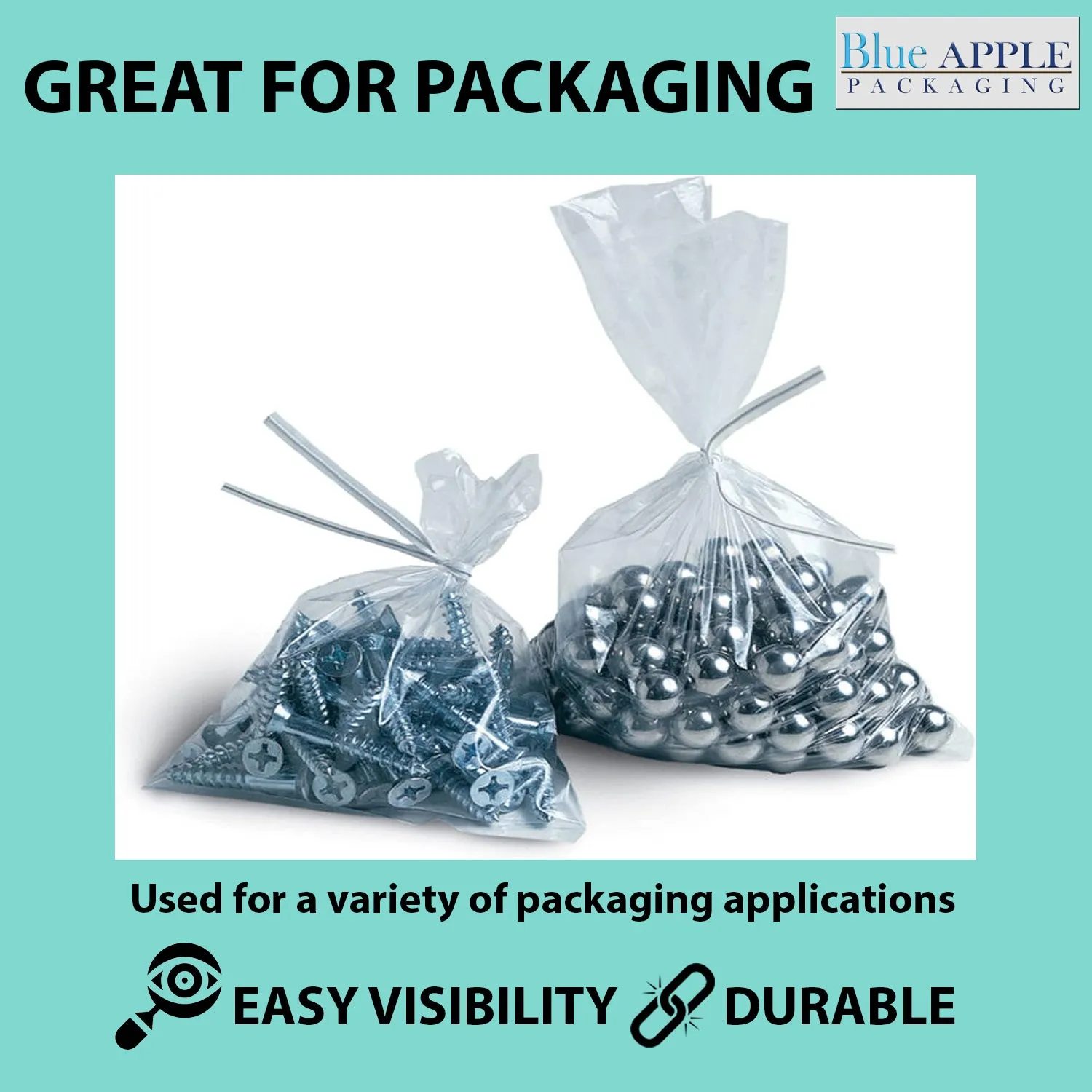 28X50 inches Clear Flat Poly Bags 2Mil Open Top (LDPE)