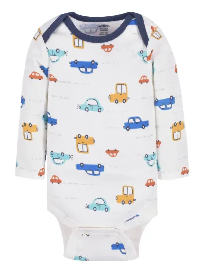 3-Pack Baby Boys Cars Long Sleeve Onesies® Bodysuits
