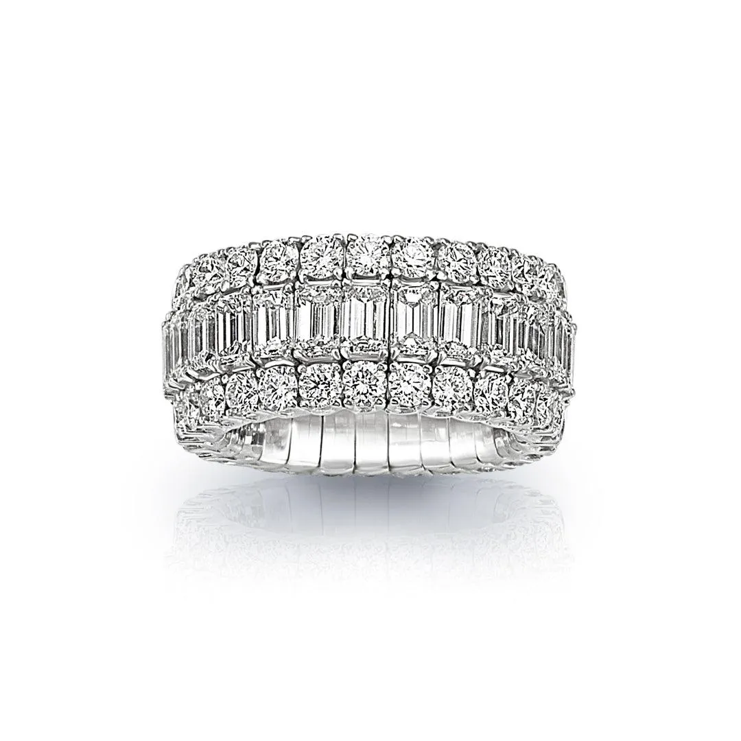 3-Row Round and Emerald Diamond Xpandable™ Bridal Ring