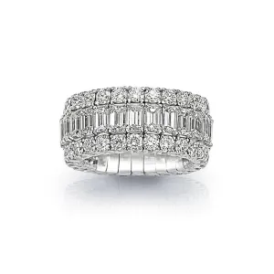 3-Row Round and Emerald Diamond Xpandable™ Bridal Ring
