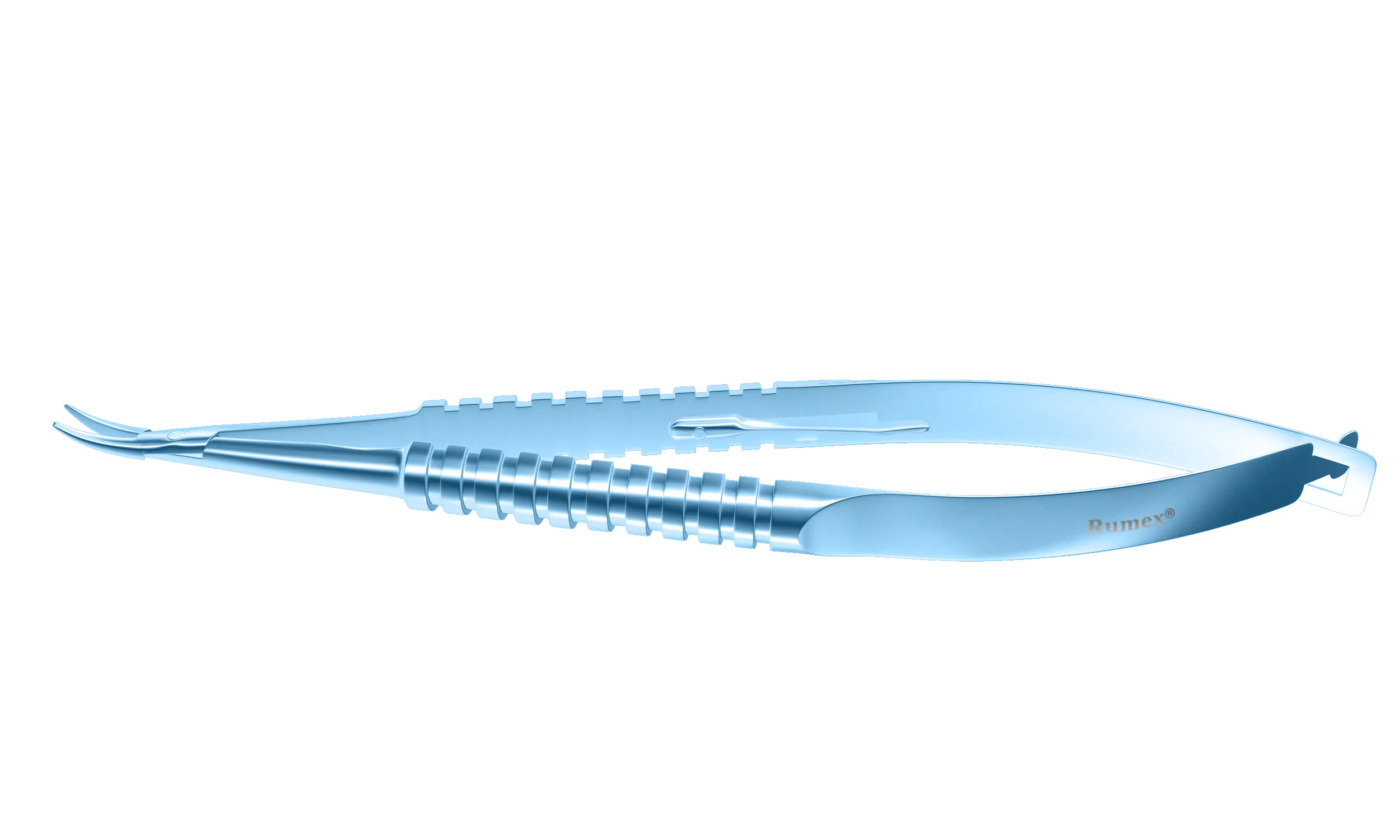 381R 8-070T Barraquer Needle Holder, 12.00 mm Fine Jaws, Curved, with Lock, Long Size, Length 125 mm, Titanium