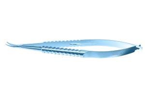 381R 8-070T Barraquer Needle Holder, 12.00 mm Fine Jaws, Curved, with Lock, Long Size, Length 125 mm, Titanium