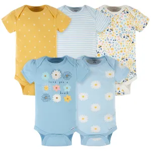 5-Pack Baby Girls Daisies Short Sleeve Onesies® Bodysuits