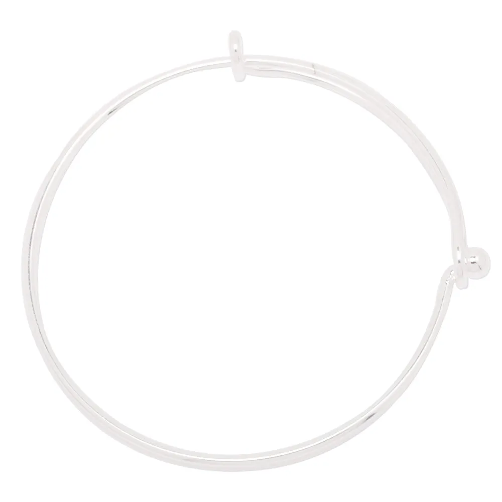 60mm  Silver Plated Diameter Adjustable Charm Bracelet Bangle,Expandable Bracelet Wire,Thickness 2mm Copper Ring,5pcs/lot