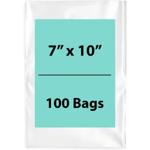 7X10 inches Clear Flat Poly Bags 2Mil Open Top (LDPE)