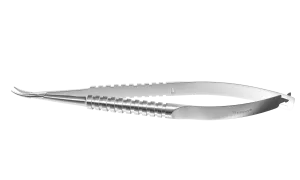 999R 8-071S Barraquer Needle Holder, 12.00 mm Fine Jaws, Curved, without Lock, Long Size, Length 125 mm, Stainless Steel