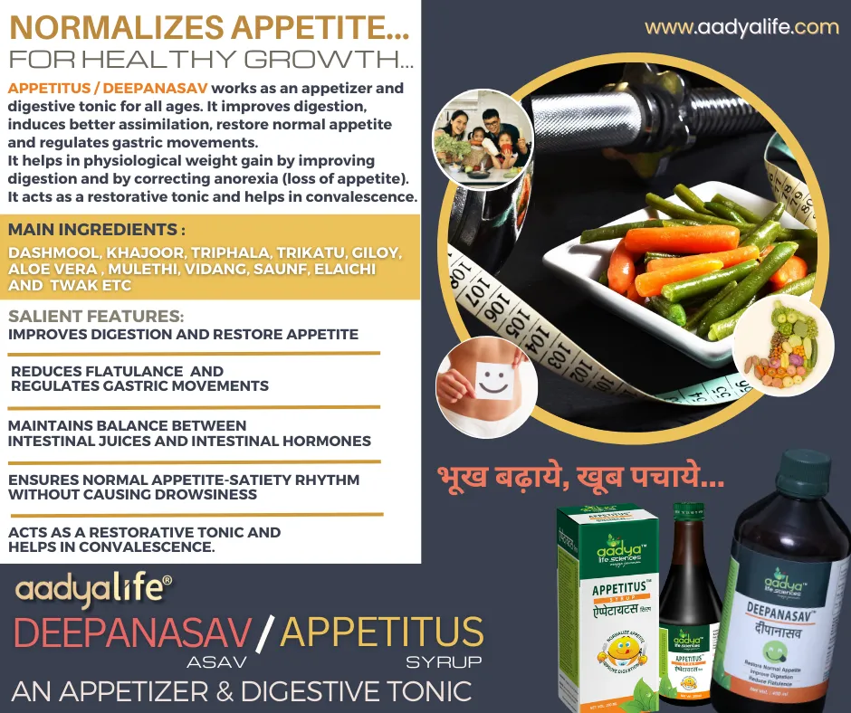 Aadya Life Deepanasav- 450 ml | Helps with Indigestion, Effective for Loss of Appetite | Asav based herbal formulation| Includes Triphla, Giloy,Ginger, Saunf | For Men & Women