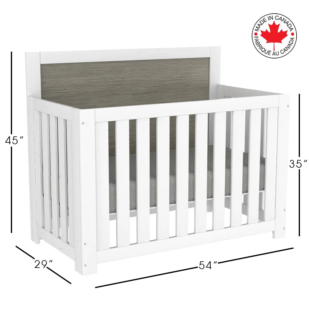 Adaline convertible crib, light gray and white