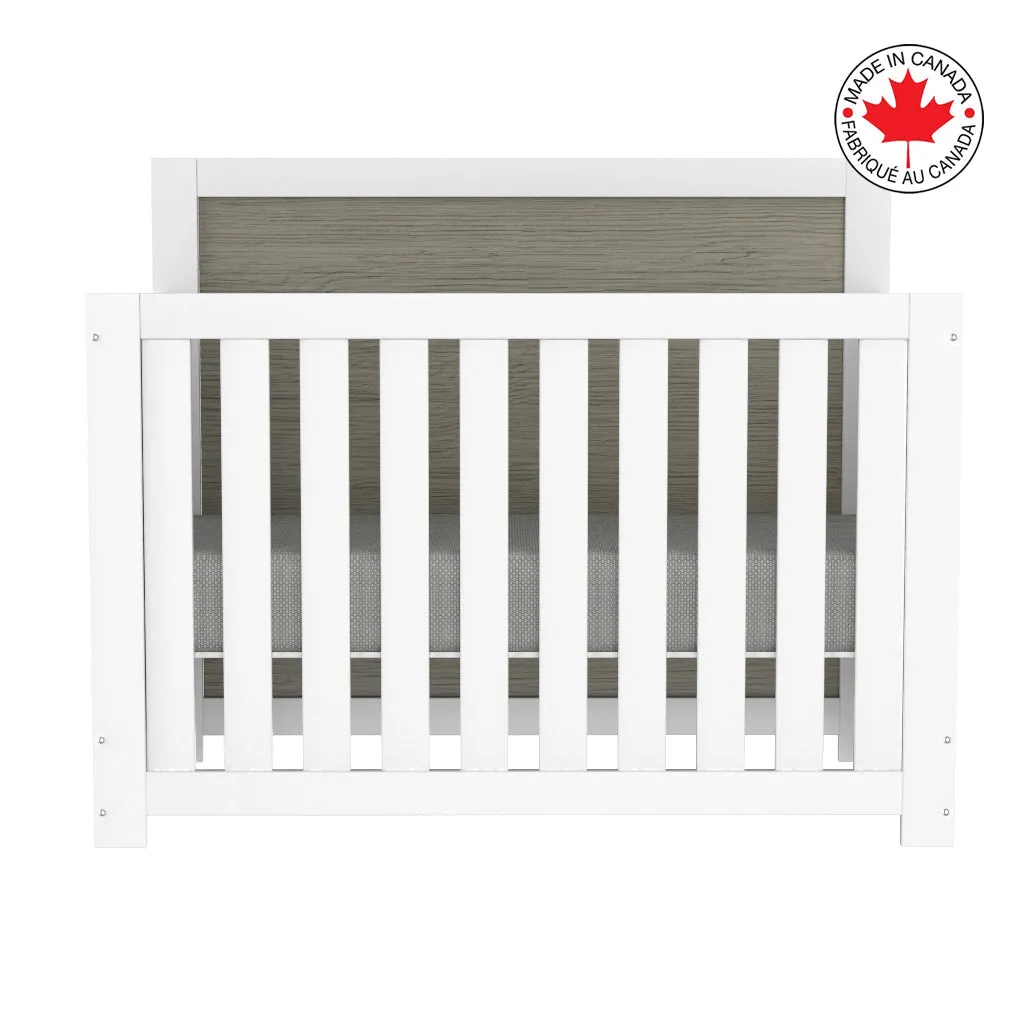 Adaline convertible crib, light gray and white