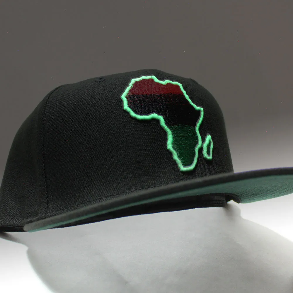 Africa New Era 59Fifty Fitted Hat (Glow in the Dark Black Green Red Green Under Brim)