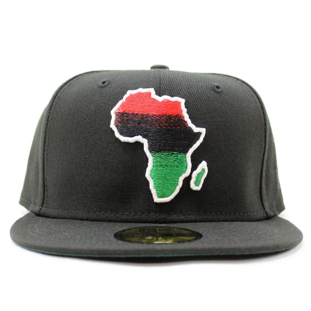 Africa New Era 59Fifty Fitted Hat (Glow in the Dark Black Green Red Green Under Brim)
