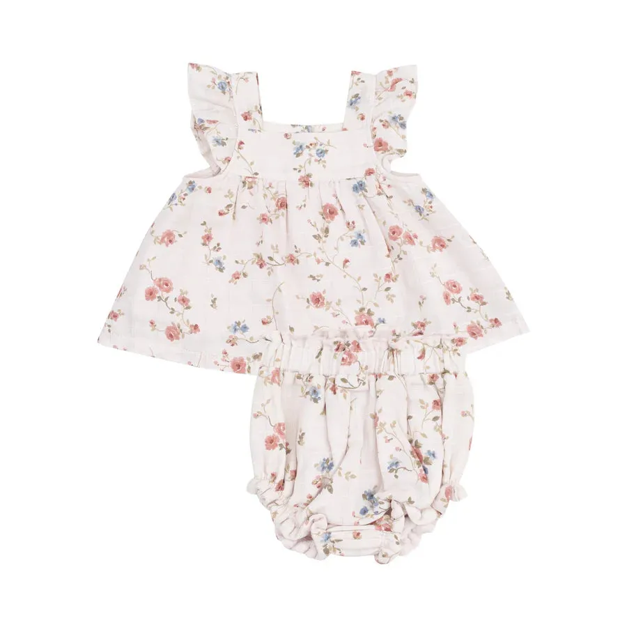 Angel Dear Climbing Roses Pinafore and High Waisted Diaper Cover
