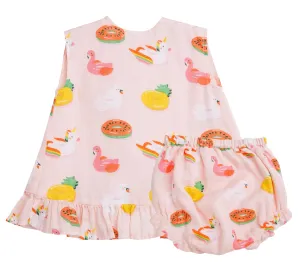 Angel Dear Pink Pool Floaties Muslin Ruffle Top & Bloomer Set