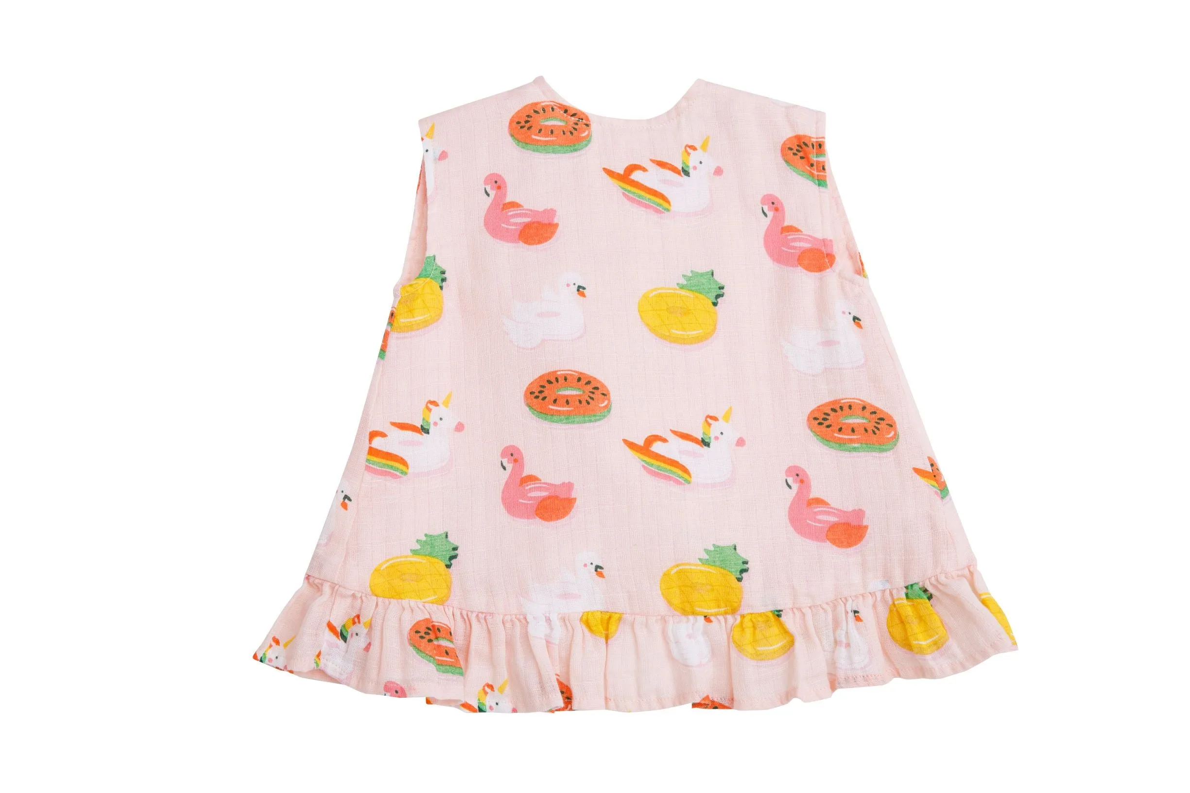 Angel Dear Pink Pool Floaties Muslin Ruffle Top & Bloomer Set
