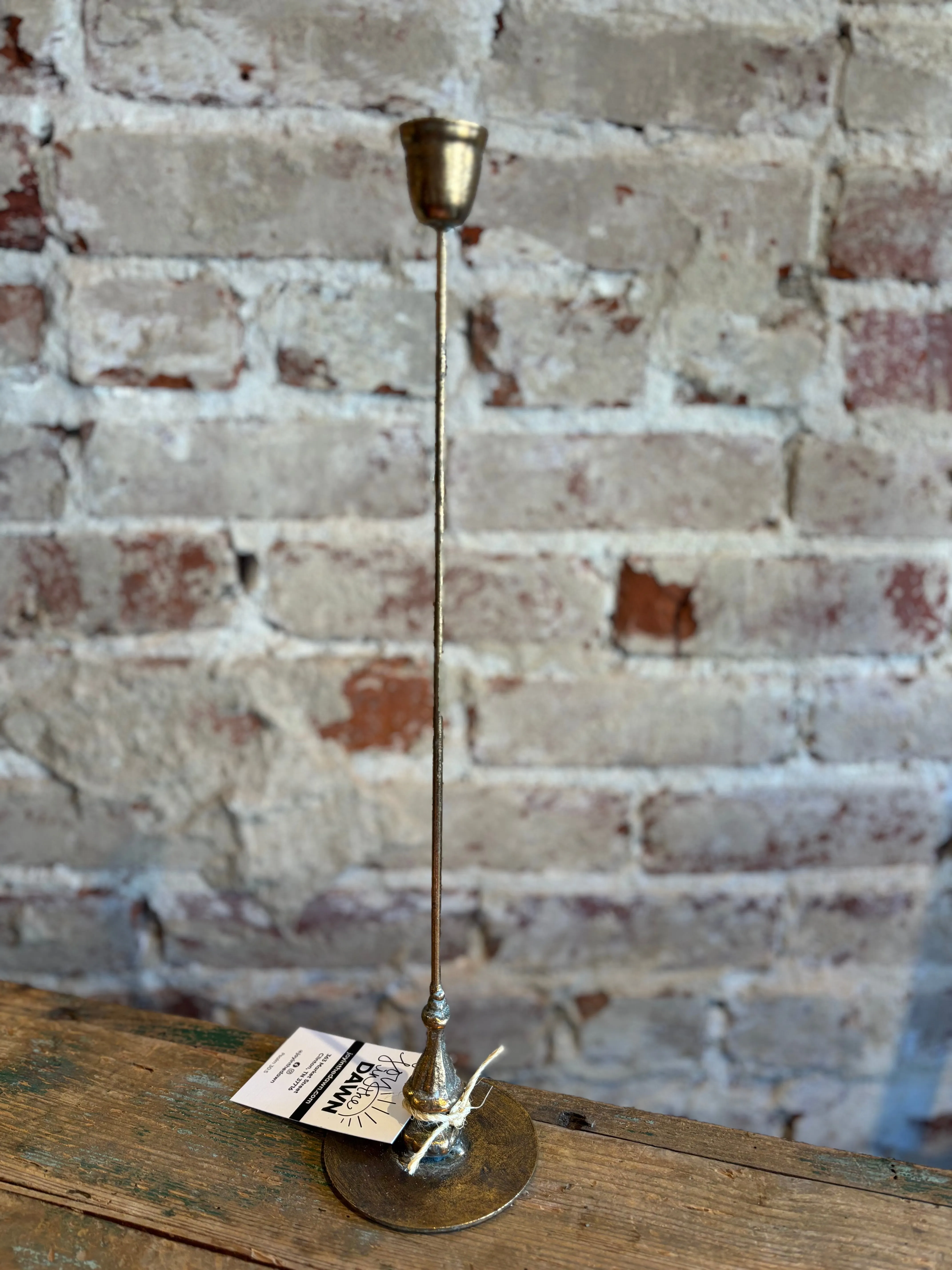 Antique Brass Taper Candle Holder - Large