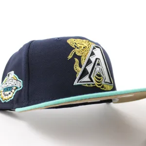 Arizona Diamondbacks 2001 World Series New Era 59Fifty Fitted Hat (GITD Navy Mint Khaki Under Brim)