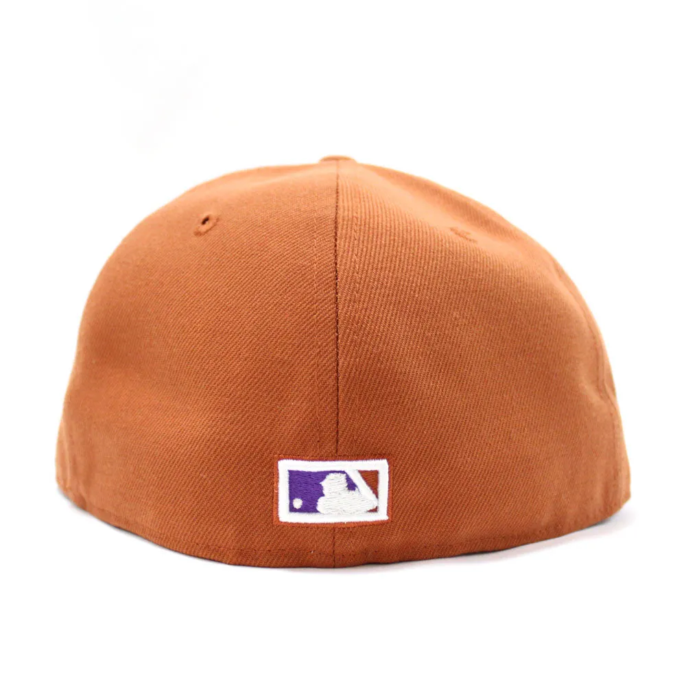 Arizona Diamondbacks 2001 World Series New Era 59Fifty Fitted Hat (Glow in The Dark Rust Orange Lavender Under Brim)