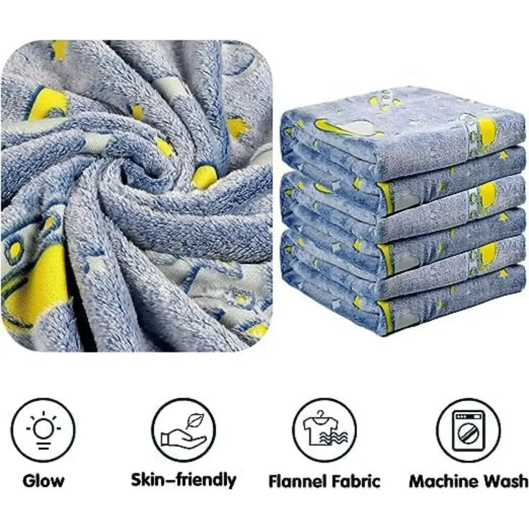 Astronaut Glow Blanket, 0-15 years| Glow In The Dark Blanket For Kids | Ultra-soft & Lightweight