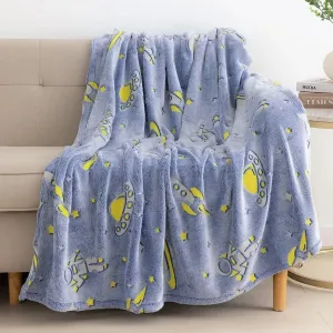 Astronaut Glow Blanket, 0-15 years| Glow In The Dark Blanket For Kids | Ultra-soft & Lightweight