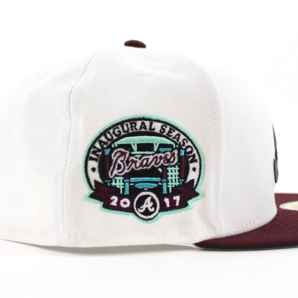Atlanta Braves 2017 Inaugural Season New Era 59Fifty Fitted Hat (White Maroon Mint Under Brim)