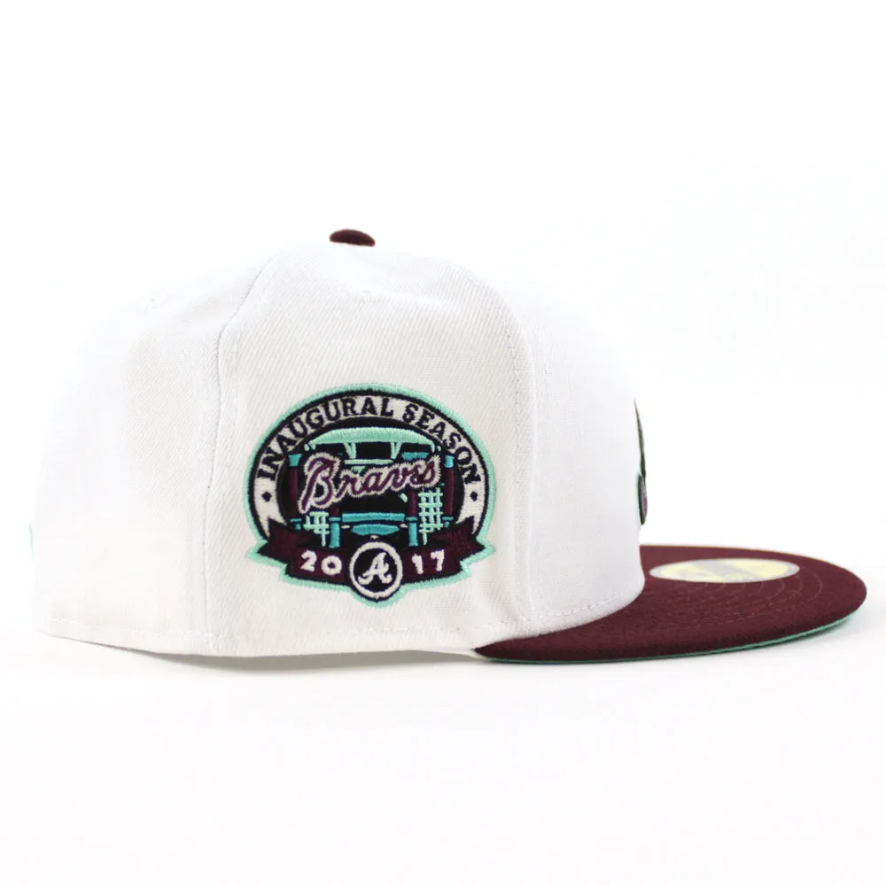 Atlanta Braves 2017 Inaugural Season New Era 59Fifty Fitted Hat (White Maroon Mint Under Brim)
