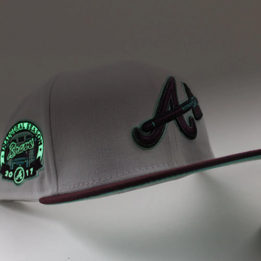Atlanta Braves 2017 Inaugural Season New Era 59Fifty Fitted Hat (White Maroon Mint Under Brim)