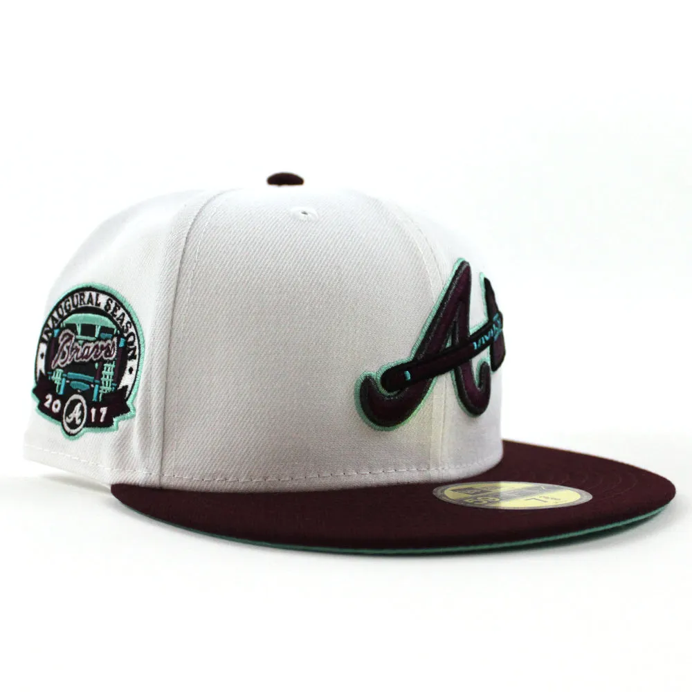Atlanta Braves 2017 Inaugural Season New Era 59Fifty Fitted Hat (White Maroon Mint Under Brim)