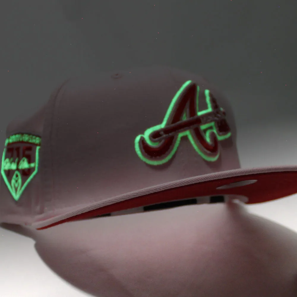 Atlanta Braves 40th Anniversary New Era 59Fifty Fitted Hat (Glow in the Dark Pink Red Under Brim)