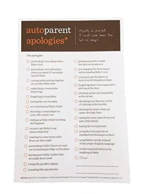 Autoparent Apologies Checklist Notepad