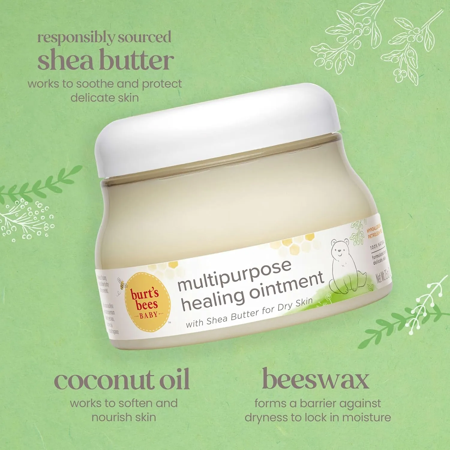Baby 100% Natural Multipurpose Healing Ointment, Face & Body Baby Ointment – 7.5 Ounce Tub