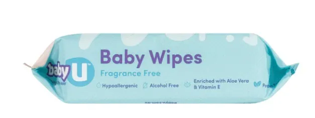 Baby U Baby Wipes Fragrance Free 80's