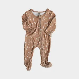 Babysprouts Footie Romper with Zipper in Butterscotch Daisy