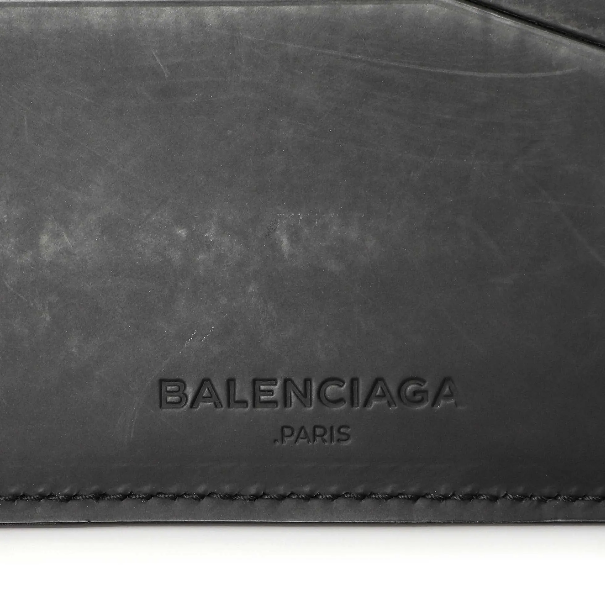 Balenciaga Black Grid Embossed Calfskin Bifold Wallet