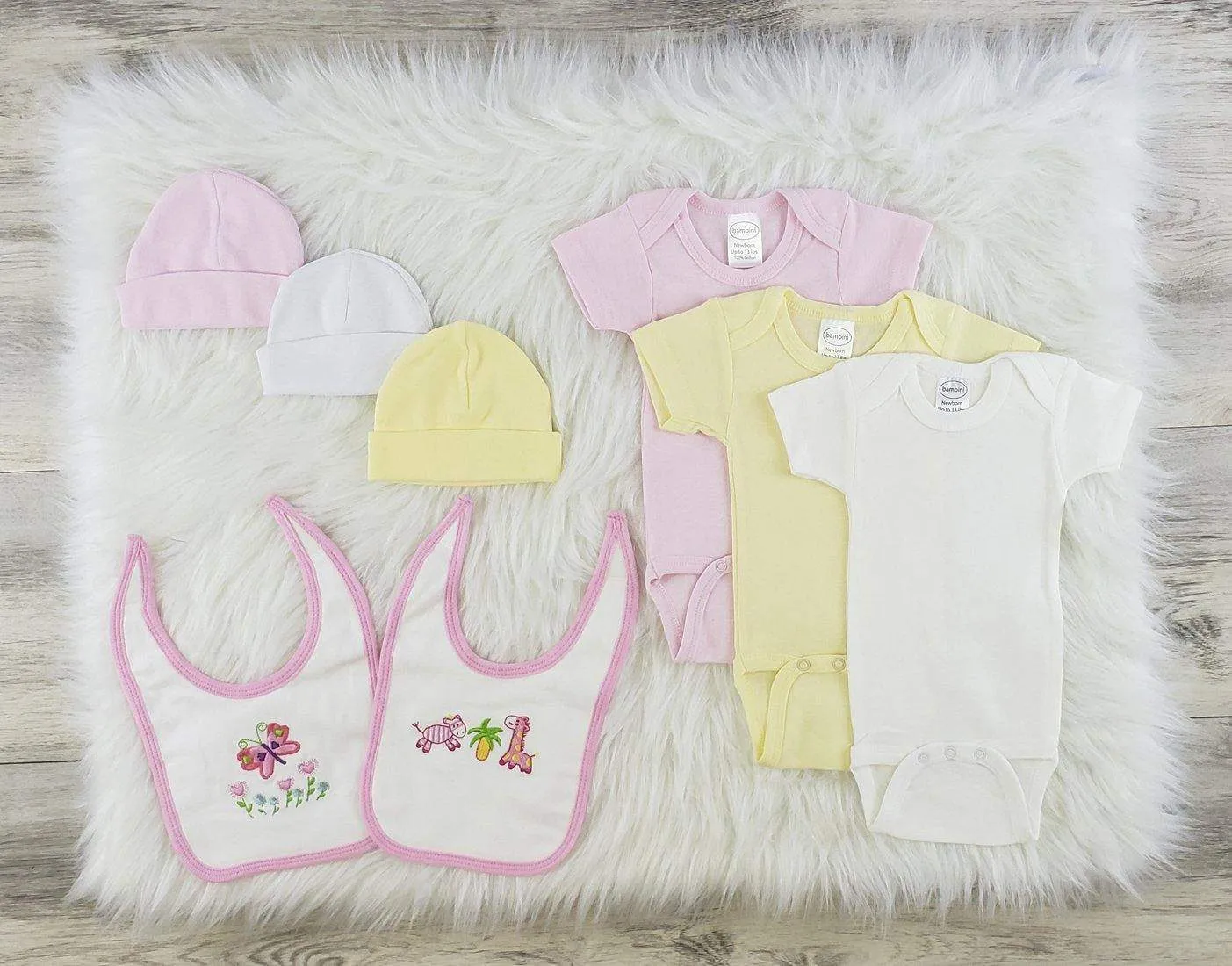 Bambini 8 Pc Girls Layette Baby Clothes Set (NB,S,M,L)