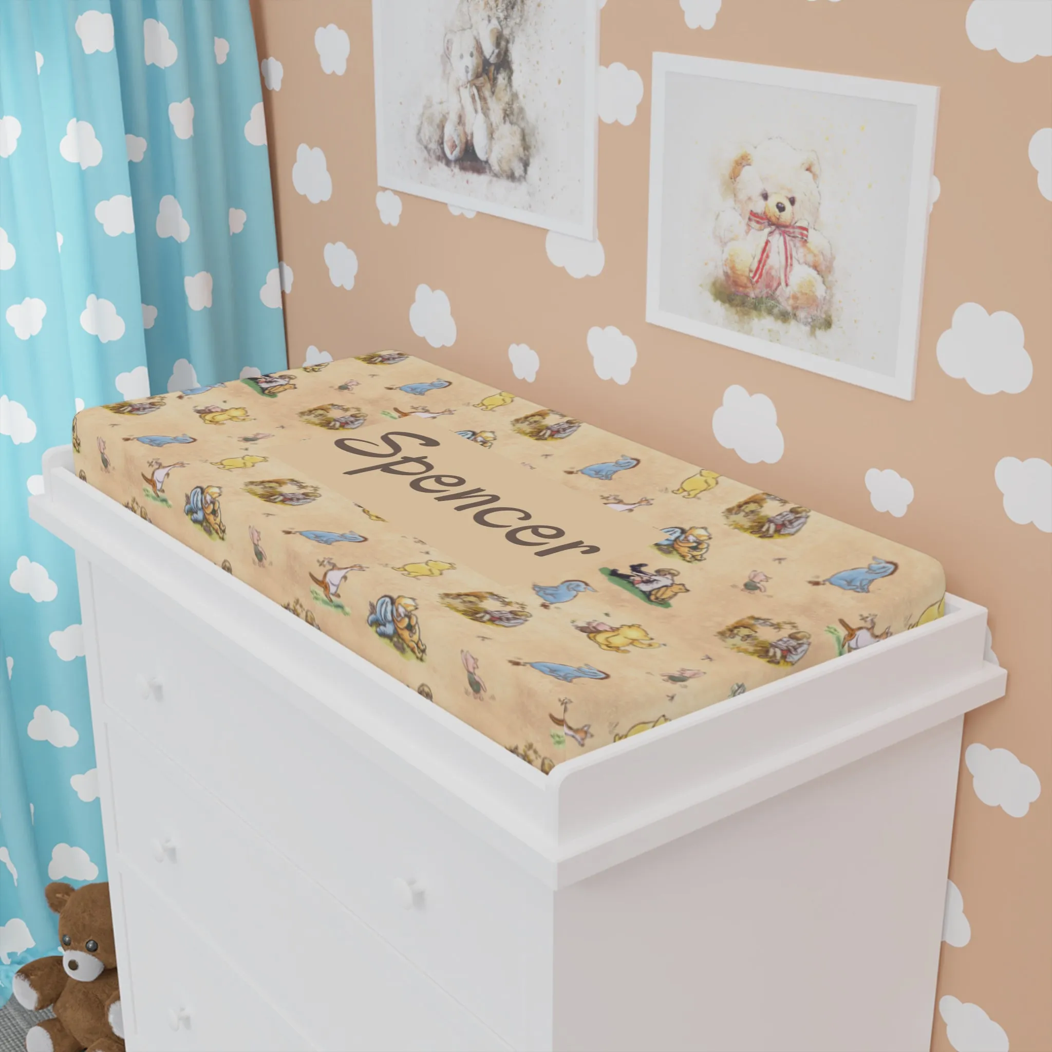 Beary Best Friends Changing Pad Cover (INCLUDE CUSTOM NAME & FONT OPTION IN NOTES AT CHECKOUT)
